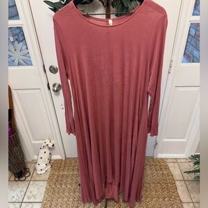 Love In Lagenlook Mauve Pink Soft Jersey Knit Maxi Dress LS M